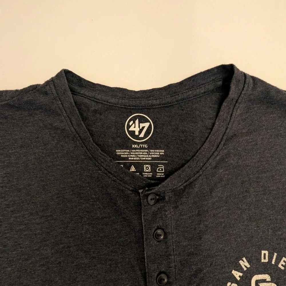 '47 Brand San Diego Padres Henley Long Sleeve Shirt XXL MLB Baseball